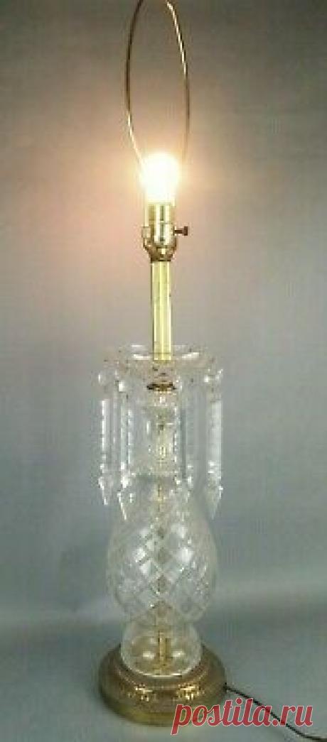 Vintage Crystal Glass Table Lamp W/ Spear cut glass Prisms | eBay Includes 8 prisms. 1 has a nick. Lamp approx.