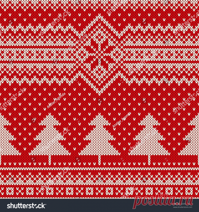 Winter Holiday Seamless Knitting Pattern Christmas Стоковое Векторное Изображение 504526861 - Shutterstock