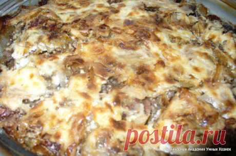 Куриная печень, запеченная с луком и яблоком ~ Кулинарная Академия Умных Хозяек