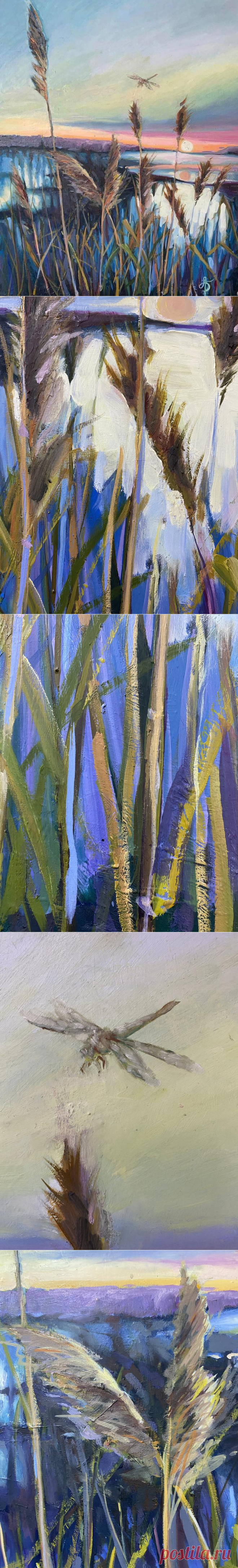Summer sunset original oil on canvas painting interior | Etsy