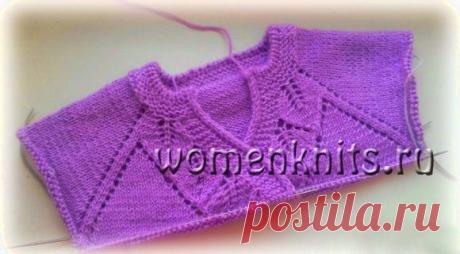 Как вязать горловину с листьями