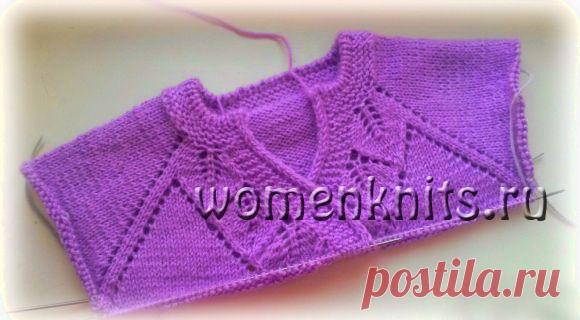 Как вязать горловину с листьями