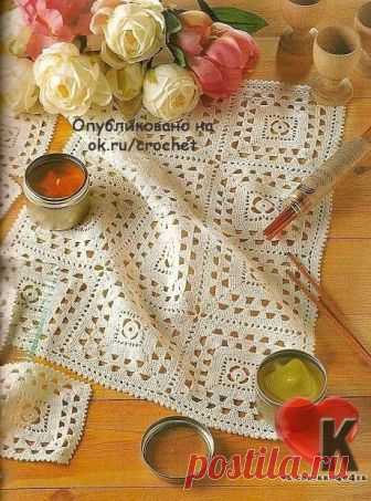 Салфетка на стол Как вам? Мне кажется , можно и скатерть связать таким способом и покрывало) 