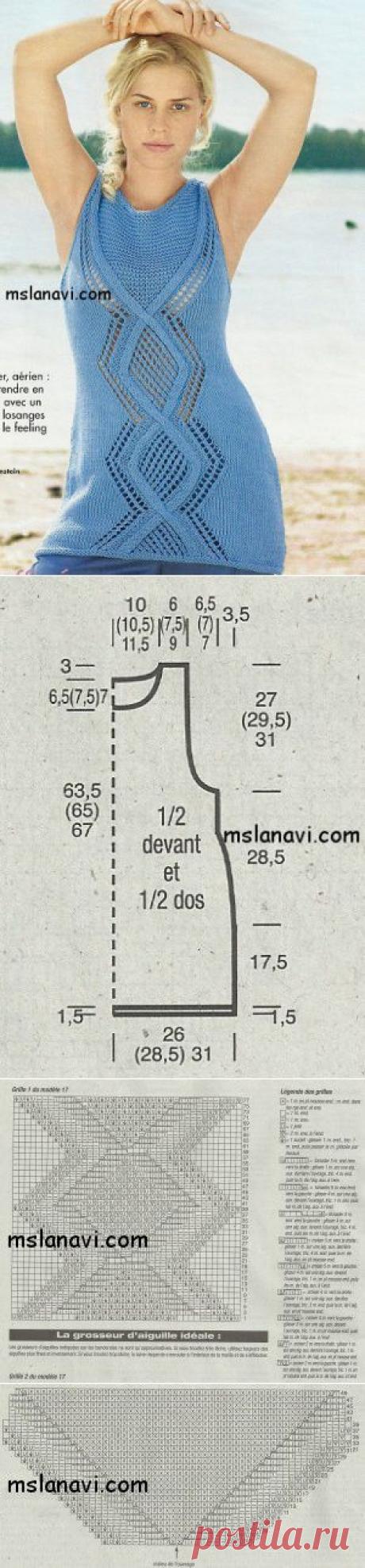 Вязаный летний топ с ажурными ромбами | Вяжем с Ланой