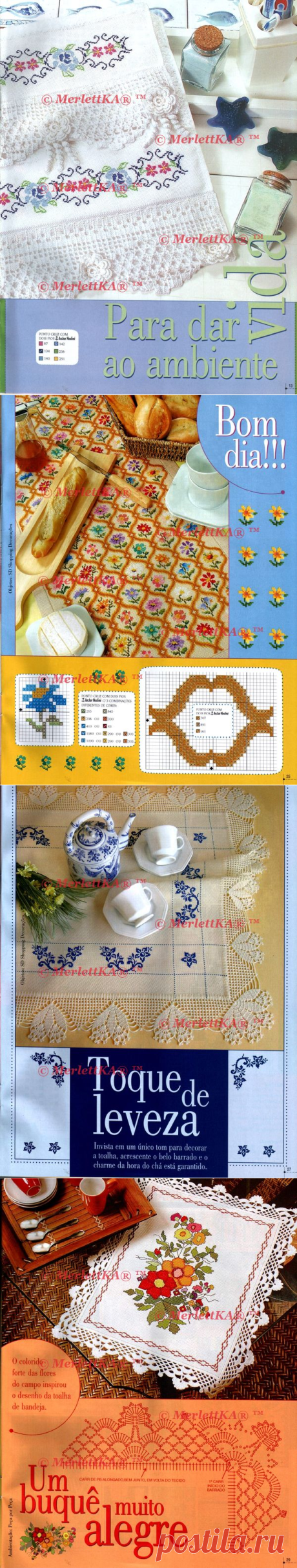 Ponto Cruz e Croche 04 🍓 очень красивая кайма крючком и вышивка крестом 🍓