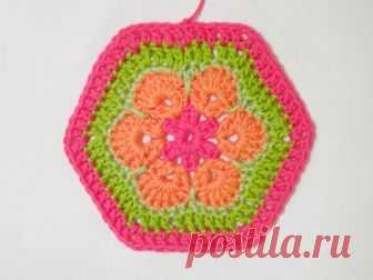 Африканские.Шестиугольный мотив крючком.МК