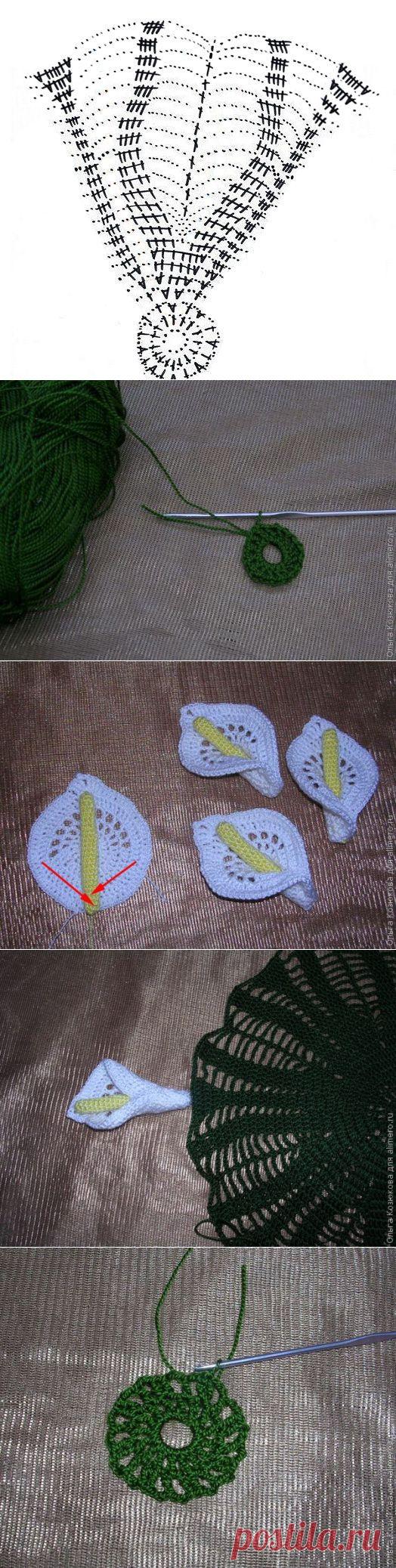 Вязаная салфетка Каллы / Хенд мейд