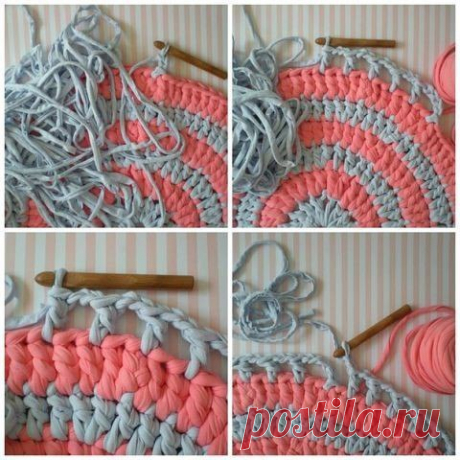 Коврик крючком из трикотажа — Сделай сам, идеи для творчества - DIY Ideas