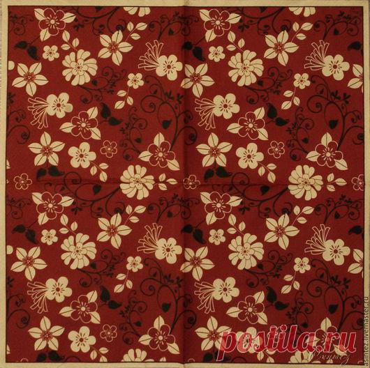 Купить 11шт салфетки для декупажа бордовый ситец декупажные салфетки - салфетка декупаж, цветок цветочек