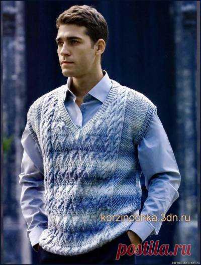 Вязаная мужская безрукавка - 8 Июня 2014 - Вязание спицами, модели и схемы для вязания на спицах