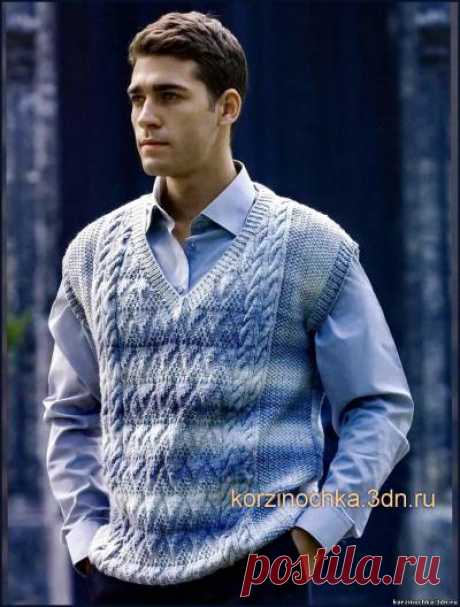 Вязаная мужская безрукавка - 8 Июня 2014 - Вязание спицами, модели и схемы для вязания на спицах