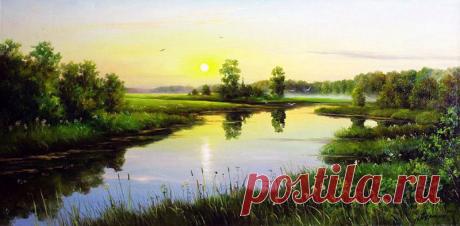 Деревенские просторы.Художник Курицын Сергей Павлович.