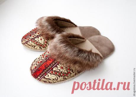 Уютные домашние тапочки в русском стиле