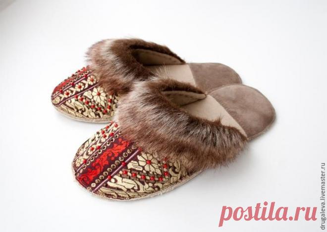 Уютные домашние тапочки в русском стиле