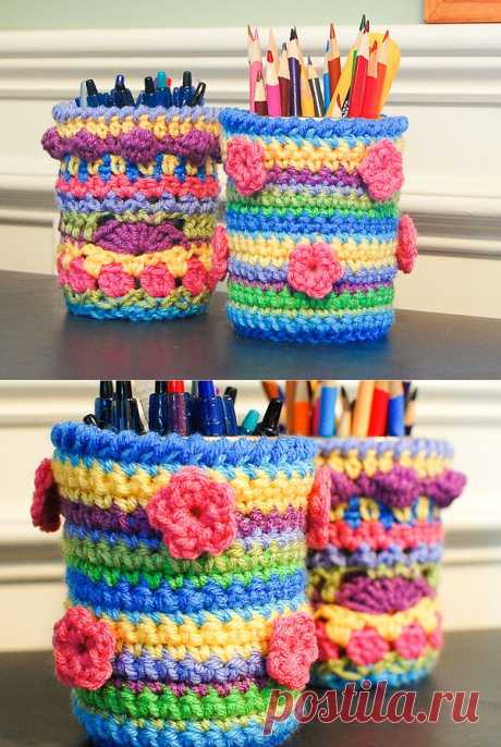 Вязание крючком Mason Jar Уютная Pattern | Лепестки в PicotsPetals чтобы Picots