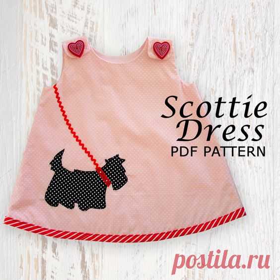 Reversible dress pattern, Childrens sewing pattern PDF, girls dress pattern, girls clothing pattern, sewing pattern for kids, SCOTTIE