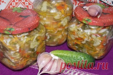 Огуречный салат с капустой, перцем и морковью на зиму | CityWomanCafe.com