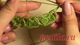 Тесьма с маленькими цветочками вязанная крючком. Ирландское кружево. Видео-урок.