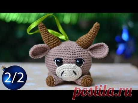 Новогодняя игрушка крючком. 2/2 ч. Бычок. Символ 2021.