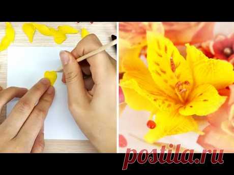 Альстромерия из фоамирана /Цветы для скрапбукинга и украшений ручной работы/Foamiran alstroemeria - YouTube