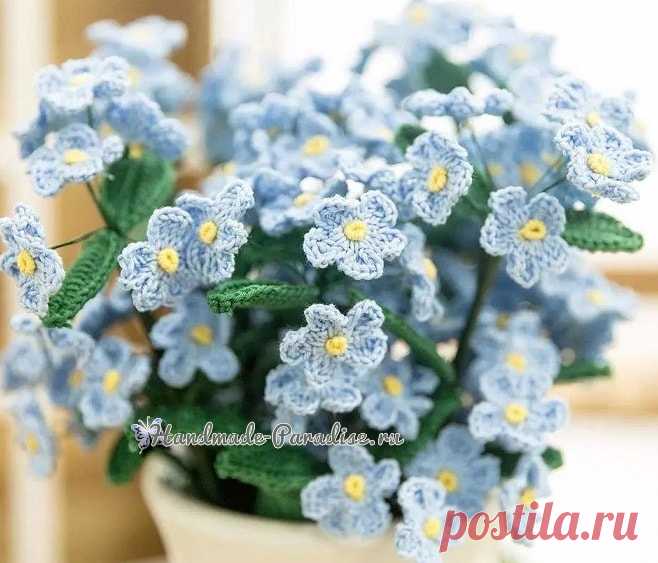 Весенние незабудки крючком. Схемы вязания