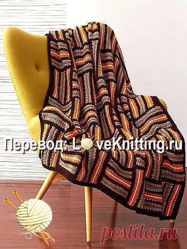 Плед паркетным узором | Loveknitting.ru