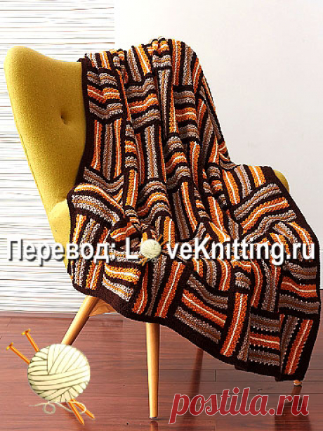 Плед паркетным узором | Loveknitting.ru