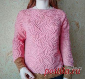 Пуловер с рельефным узором в технике бриошь. Работа Вагановой Татьяны,  Вязание для женщин Пуловер с рельефным узором в технике бриошь. В комментариях видела досаду любительниц вязания на то, что нет описания больших размеров. Предлагаю вашему