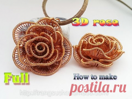 3D Rose Flower pendant - How to make handmade jewelry - full version ( slow ) 359