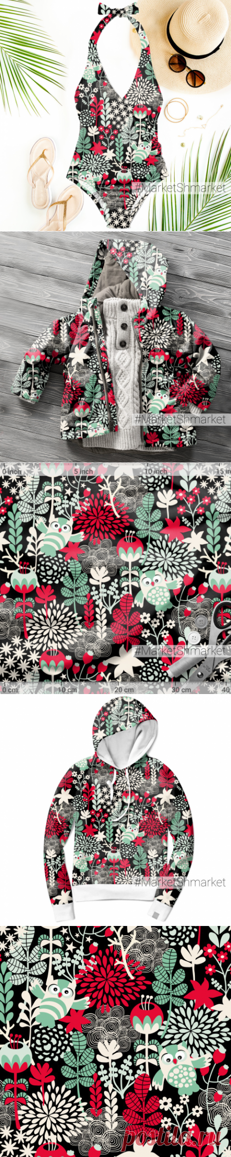 Ткань Лесные совы - закажи на #MarketShmarket.com любая ткань с любым принтом