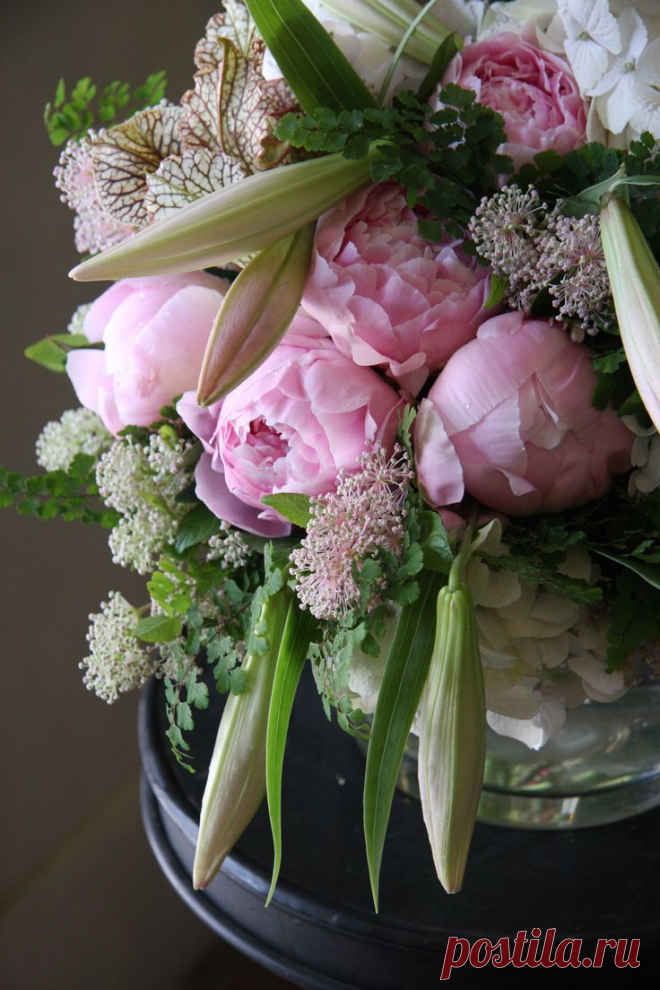 peony,hydrangea and Lilium japonicum