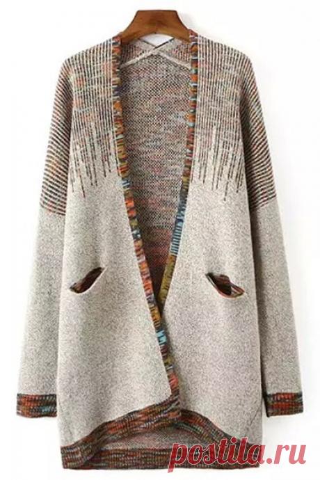 Collarless Colorful Stripes Long Sleeve Cardigan COLORMIX: Sweaters | ZAFUL