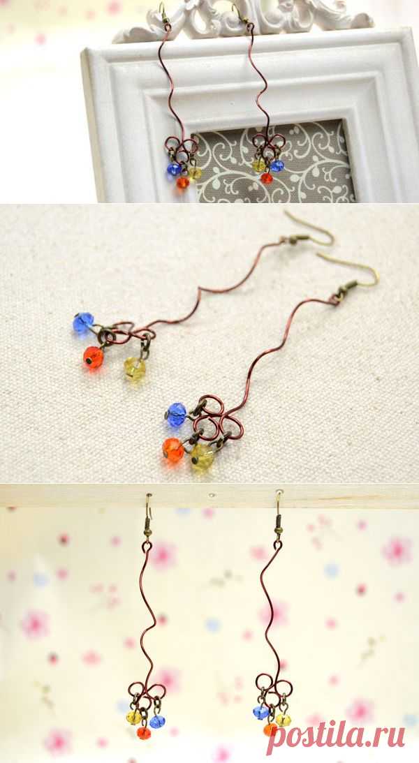 Мастер-класс по созданию серёжек с использованием простой проволочной техники | Своими руками