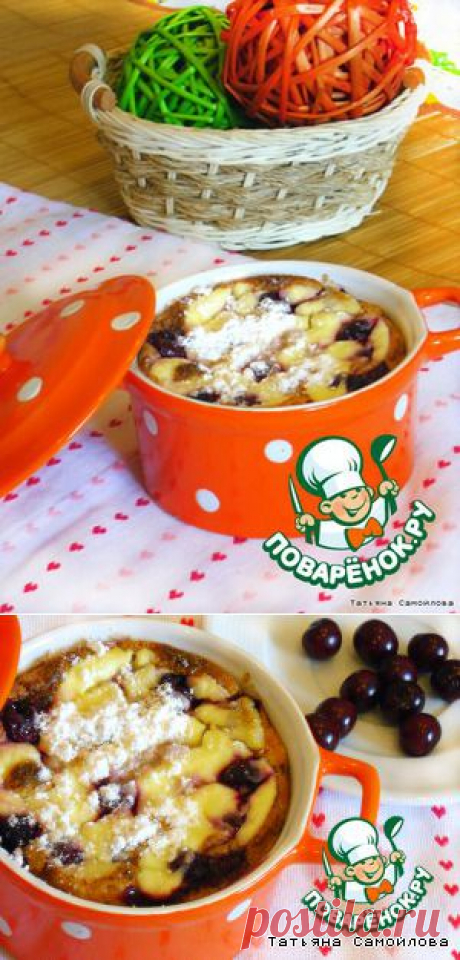 Вишневая запеканка с манкой и корицей - кулинарный рецепт