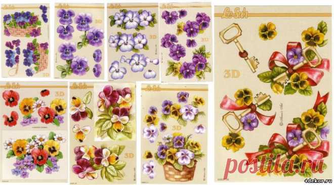 Сенполии 3D - объемный декупаж - Декупаж - Файлы для рукоделия - 4Dekor - товары для хобби