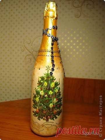Бутылка в подарок на Новый Год | Страна Мастеров