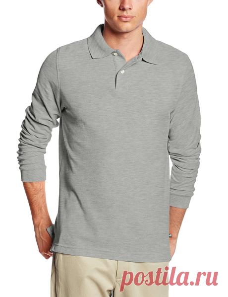 Lee Uniforms Men's Modern Fit Long Sleeve Polo, Grey, Medium at Amazon Men’s Clothing store: Fashion T Shirts