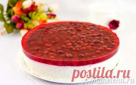 Творожный торт с вишней