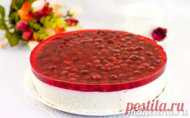 Творожный торт с вишней