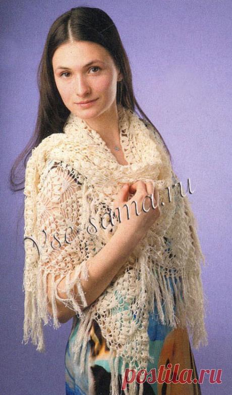 Шаль крючком «Виноградные грозди» - Шали, палантины, накидки