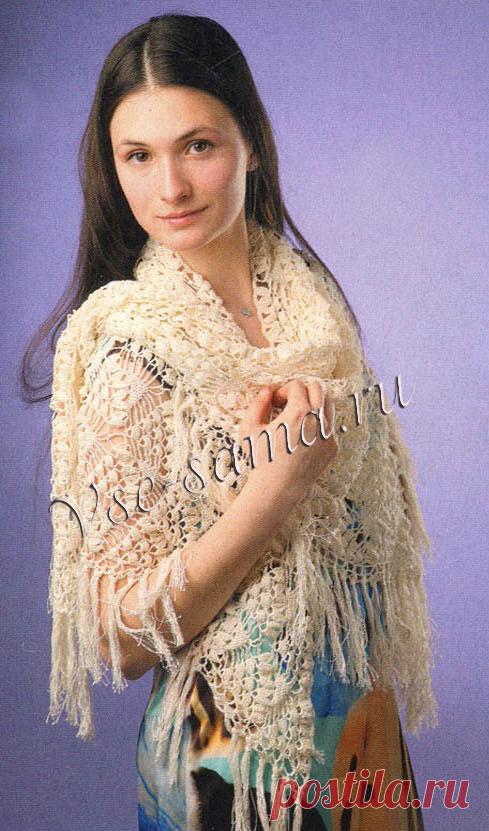 Шаль крючком «Виноградные грозди» - Шали, палантины, накидки