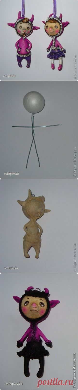 Козочка и козлик в технике папье-маше - Сам себе волшебник