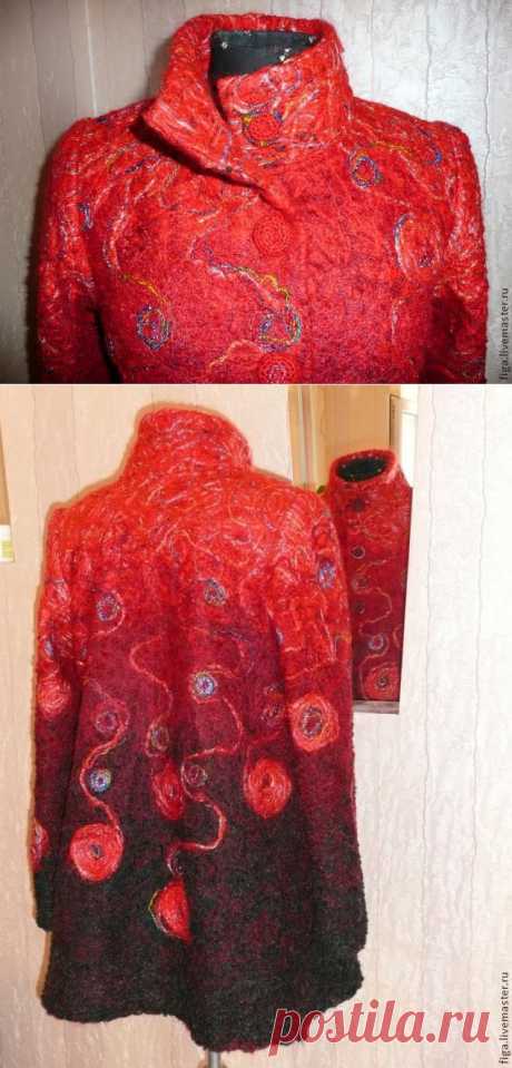 Детали для пальто в технике Crazy-Wool. МК Елены Анфиногеновой