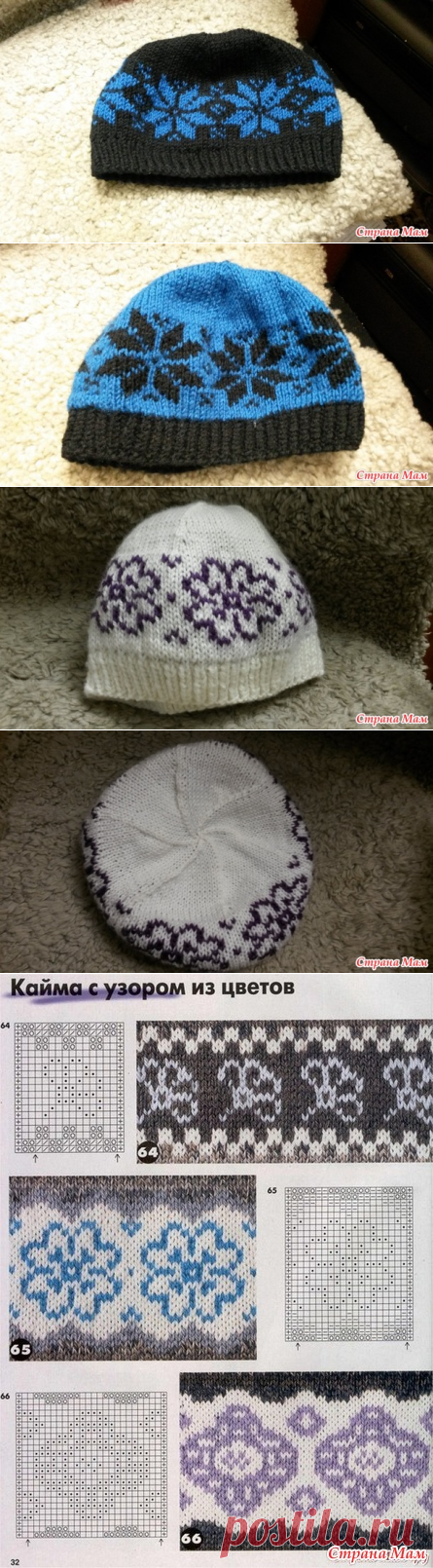 Шапка двойным жаккардом - Вязание - Страна Мам