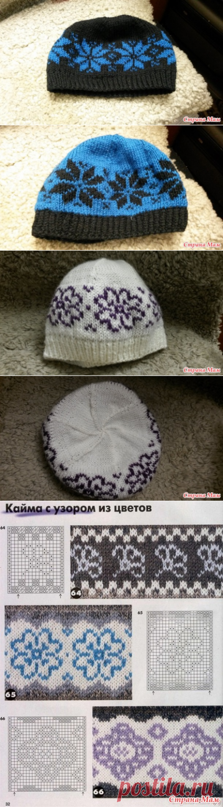 Шапка двойным жаккардом - Вязание - Страна Мам