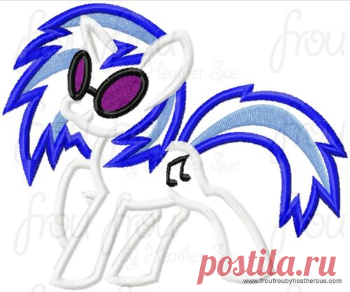 Scratchy Music Little Horse Machine Applique Embroidery Design, mutliple sizes, including 4 inch