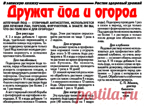 Дружат йод и огород