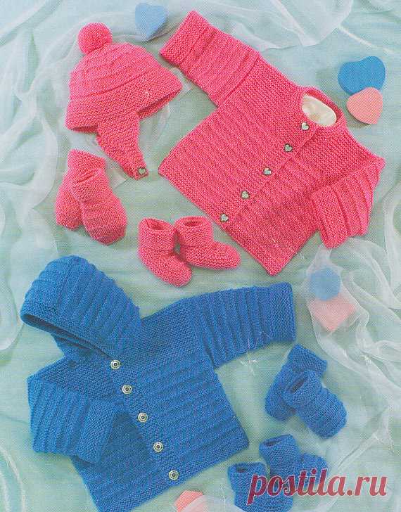 vintage knitting pattern PDF baby jacket cardigan booties mittens hat set newborn to 22 inches dk This item is a PDF file of the knitting pattern for these gorgeous baby items.    The pattern will be available for download upon receipt of payment, for you to print out or read from your computer.    The items are knit in double knitting yarn with 4mm needles.    All patterns are sent with a UK/USA needle conversion chart.