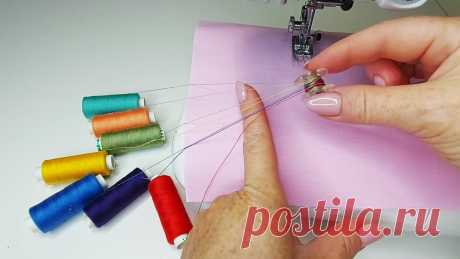 Швейный трюк. Намотала на шпульку 7 разноцветных ниток и прошила, показываю какой получила эффект на ткани | Мой стиль DIY | Яндекс Дзен