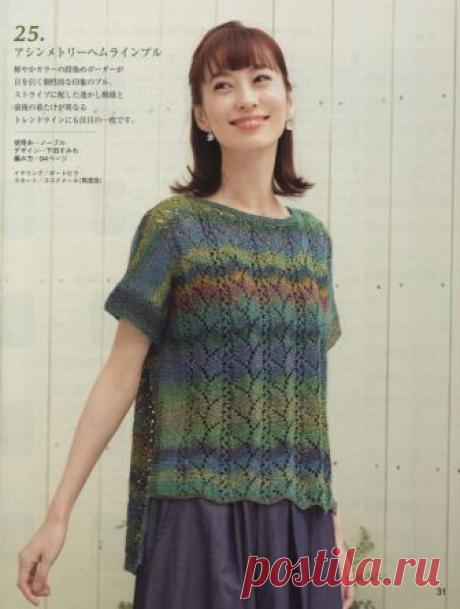 Летний джемпер с удлинённой линией спинки. Спицами. Схемы. / Обсуждение на LiveInternet - Российский Сервис Онлайн-Дневников